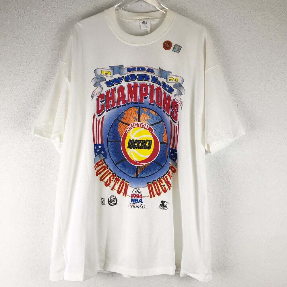 Vintage Starter 1994 NBA Finals Houston Rockets World Champ Single Stitch Tee XL